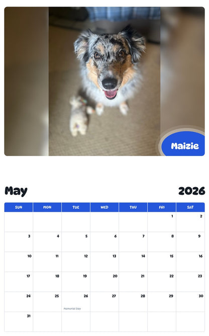 2026 - 2027 Maizie - Pawidols Pet Calendar