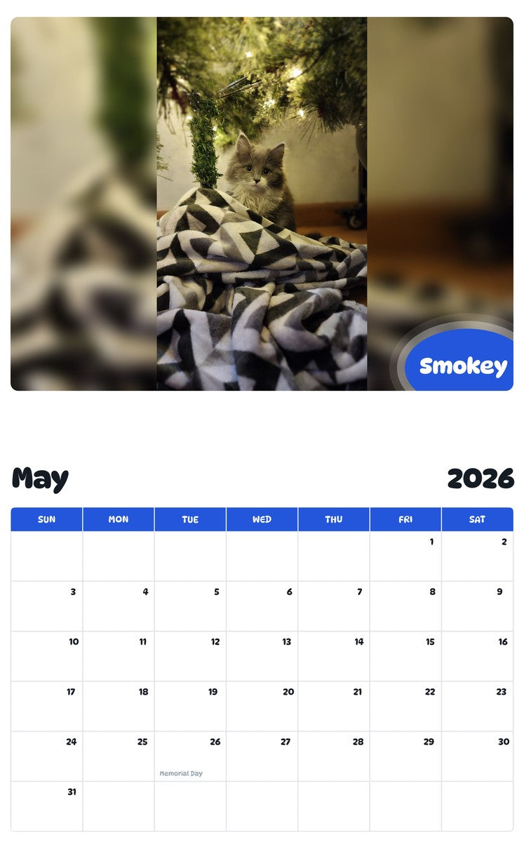 2026 - 2027 Smokey - Pawidols Pet Calendar