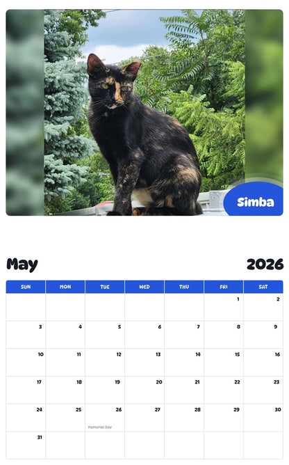 2026 - 2027 Simba - Pawidols Pet Calendar