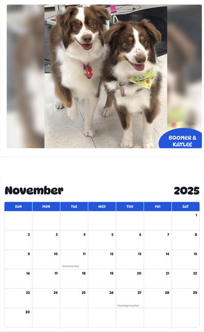 July 2025 - June 2026 Boomer & Kaylee - Pawidols Pet Calendar