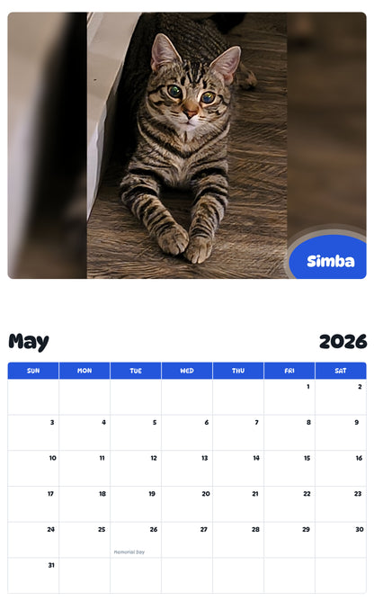 2026 - 2027 Simba - Pawidols Pet Calendar