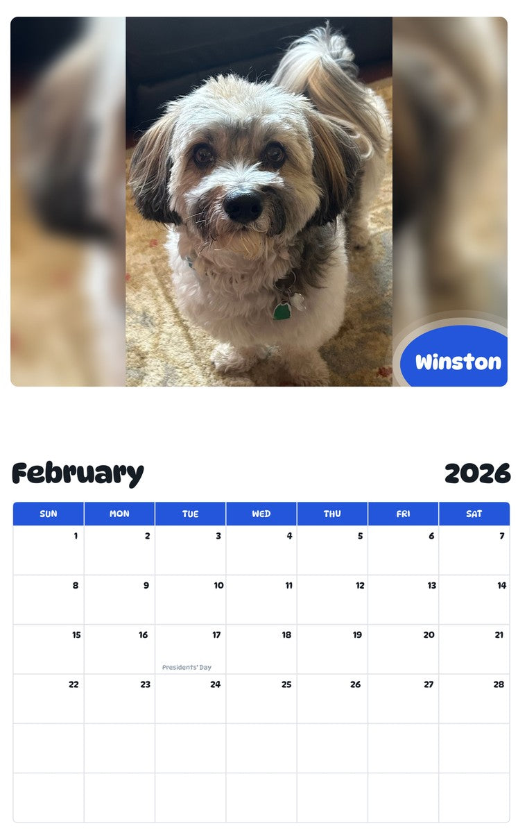 October 2025 - September 2026 Winston - Pawidols Pet Calendar