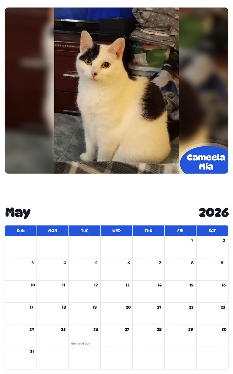 2026 - 2027 Cameela Mia - Pawidols Pet Calendar