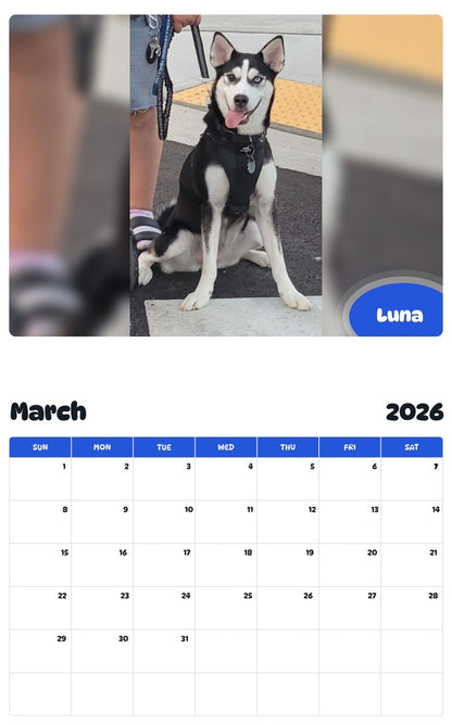 November 2025 - October 2026 Luna - Pawidols Pet Calendar
