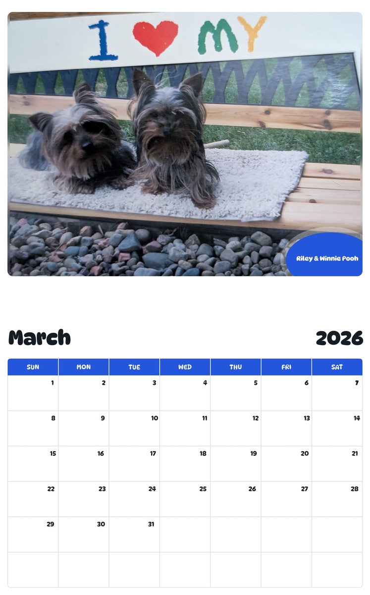 November 2025 - October 2026 Riley & Winnie Pooh - Pawidols Pet Calendar