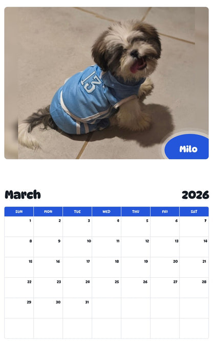 November 2025 - October 2026 Milo - Pawidols Pet Calendar
