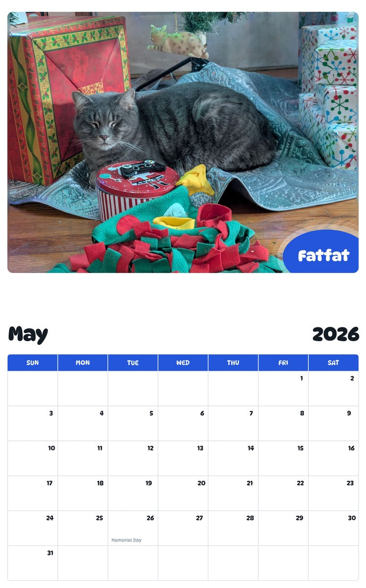 2026 - 2027 Fatfat - Pawidols Pet Calendar