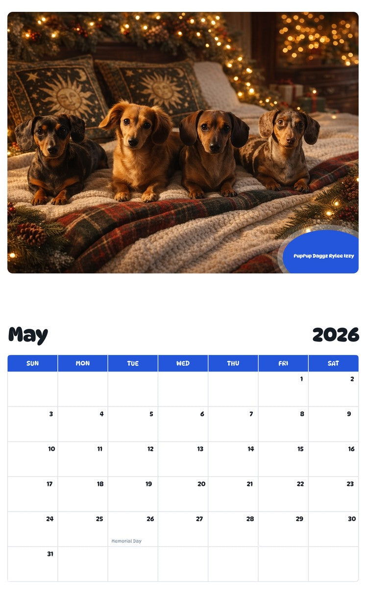 2026 - 2027 PupPup Daggz Rylee Izzy - Pawidols Pet Calendar