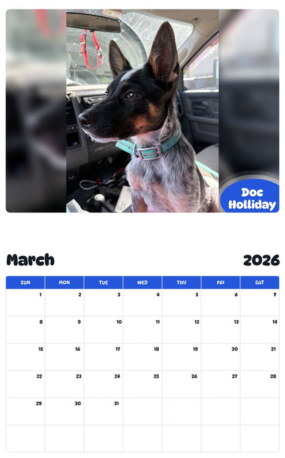 November 2025 - October 2026 Doc Holliday - Pawidols Pet Calendar