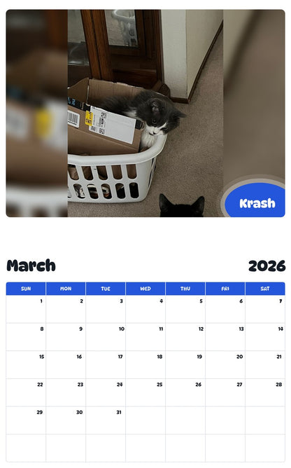 November 2025 - October 2026 Krash - Pawidols Pet Calendar