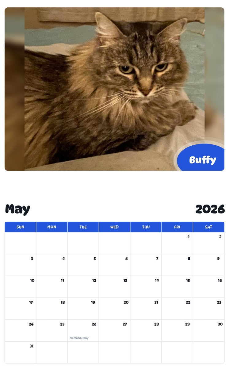 2026 - 2027 Buffy - Pawidols Pet Calendar