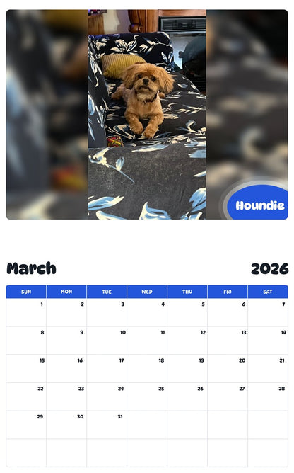 November 2025 - October 2026 Houndie - Pawidols Pet Calendar