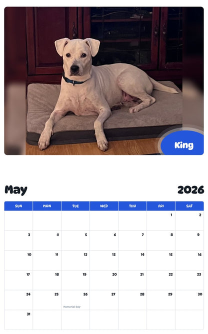 2026 - 2027 King - Pawidols Pet Calendar