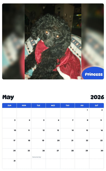 2026 - 2027 Princess - Pawidols Pet Calendar