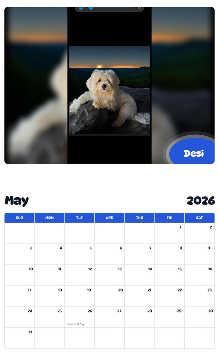 2026 - 2027 Desi - Pawidols Pet Calendar