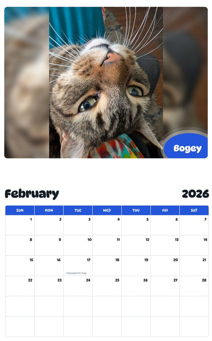 October 2025 - September 2026 Bogey - Pawidols Pet Calendar