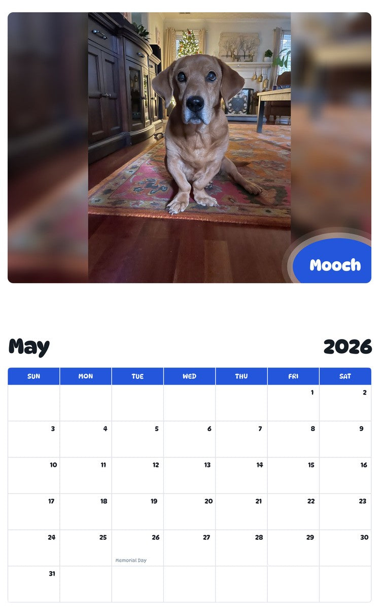 2026 - 2027 Mooch - Pawidols Pet Calendar