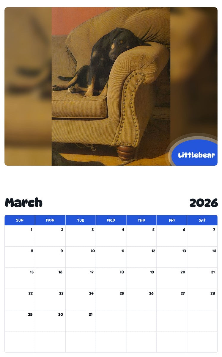 November 2025 - October 2026 Littlebear - Pawidols Pet Calendar