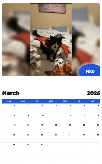 November 2025 - October 2026 Milo - Pawidols Pet Calendar