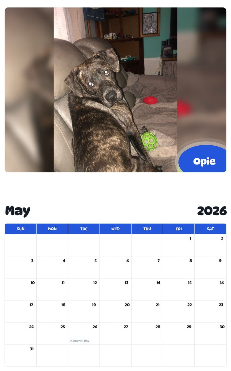2026 - 2027 Opie - Pawidols Pet Calendar