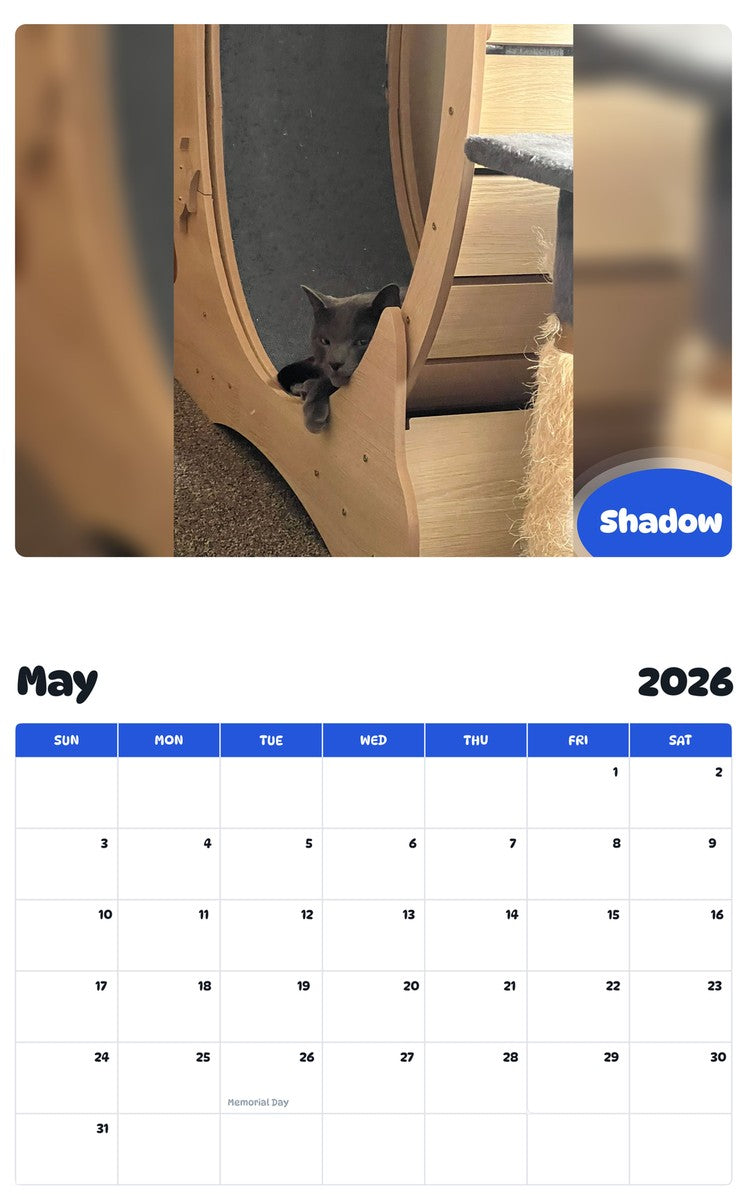 2026 - 2027 Shadow - Pawidols Pet Calendar