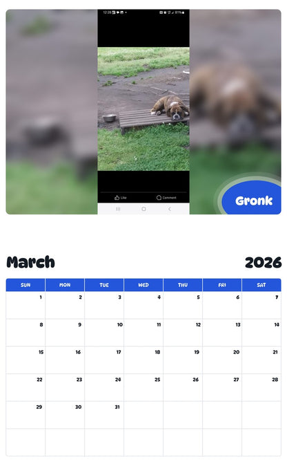 November 2025 - October 2026 Gronk - Pawidols Pet Calendar