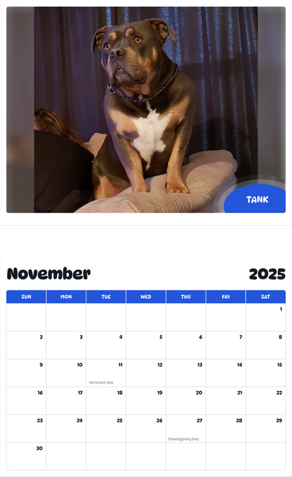 July 2025 - June 2026 TANK - Pawidols Pet Calendar