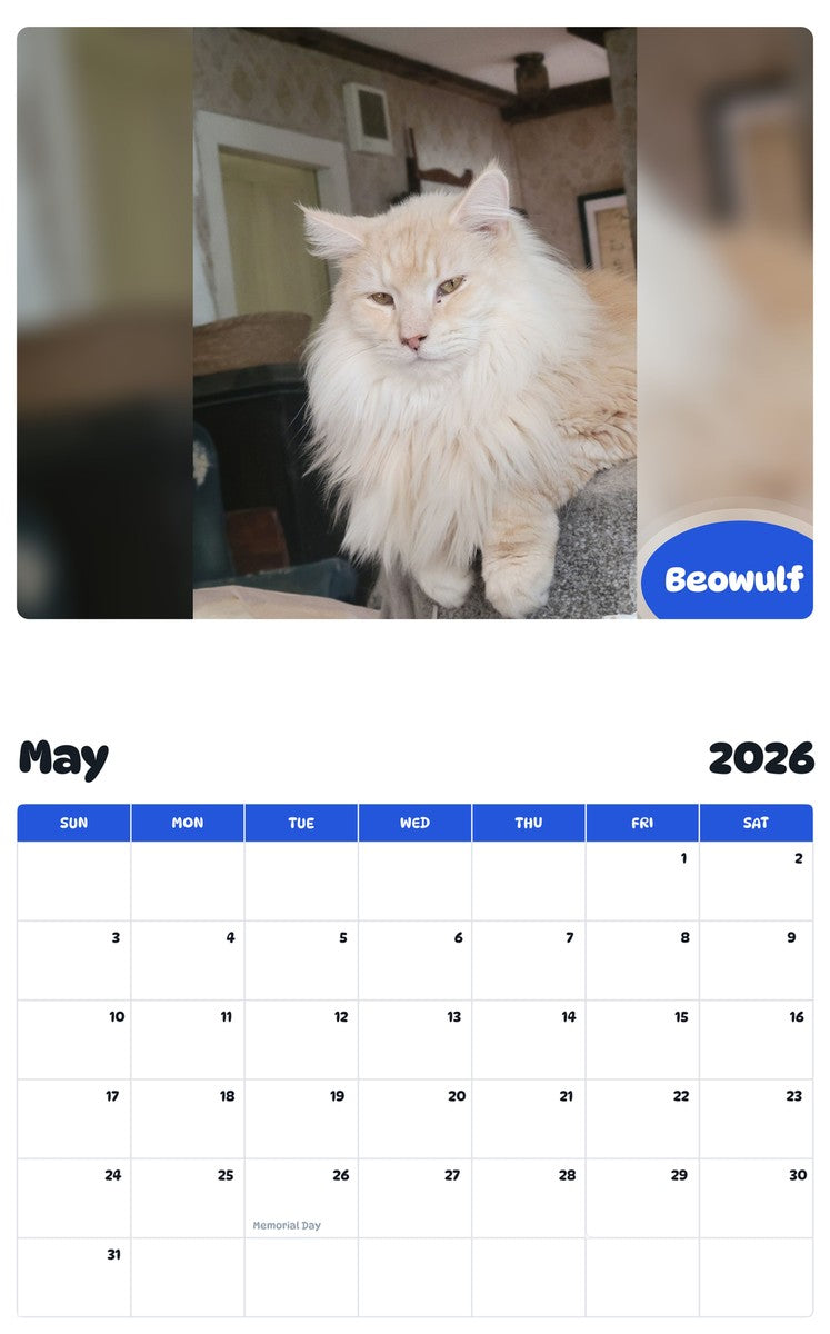 2026 - 2027 Beowulf - Pawidols Pet Calendar