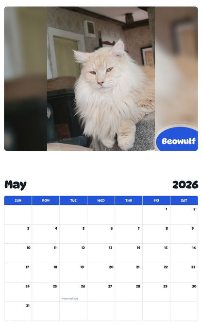 2026 - 2027 Beowulf - Pawidols Pet Calendar
