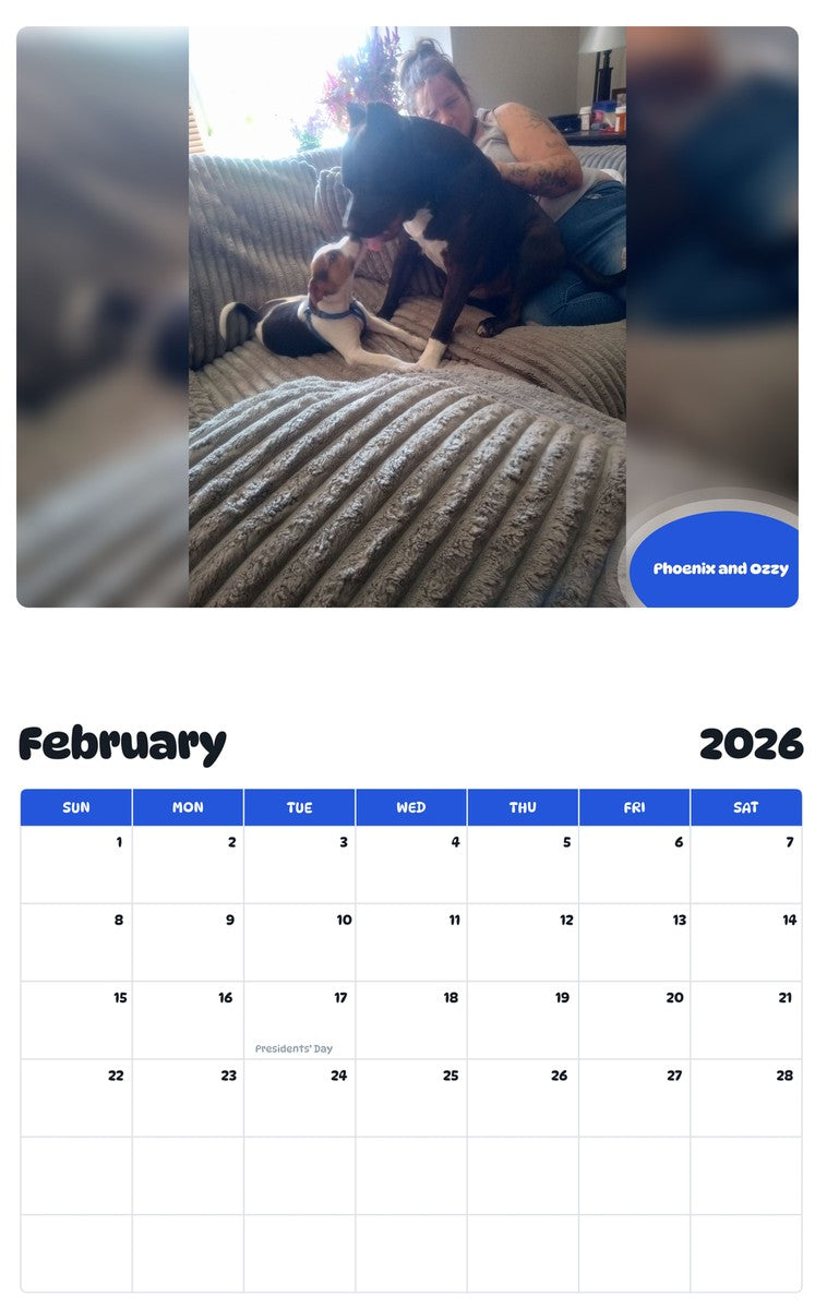October 2025 - September 2026 Phoenix and Ozzy - Pawidols Pet Calendar