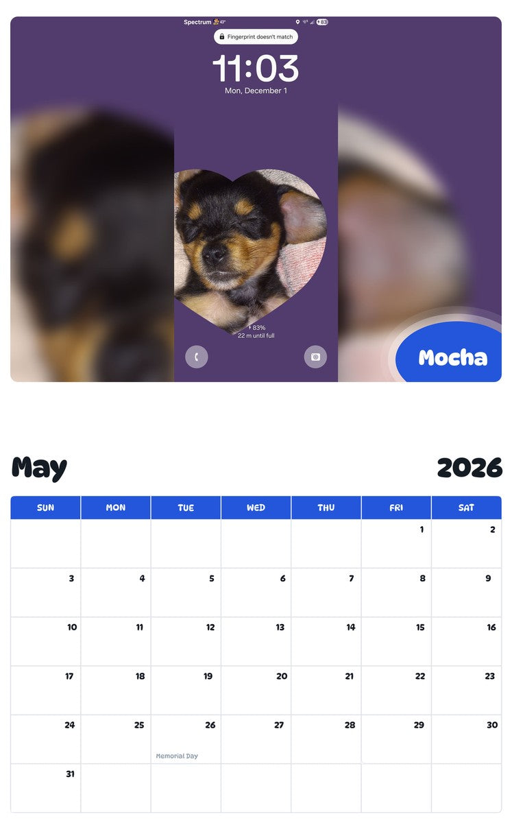 2026 - 2027 Mocha - Pawidols Pet Calendar