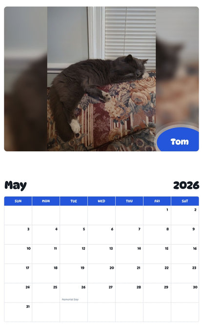 2026 - 2027 Tom - Pawidols Pet Calendar