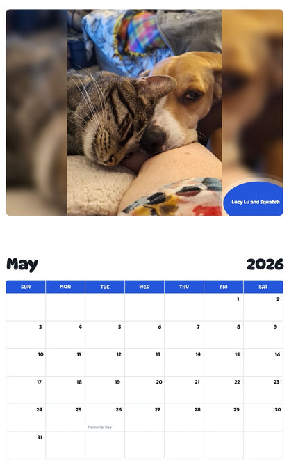 2026 - 2027 Lucy Lu and Squatch - Pawidols Pet Calendar