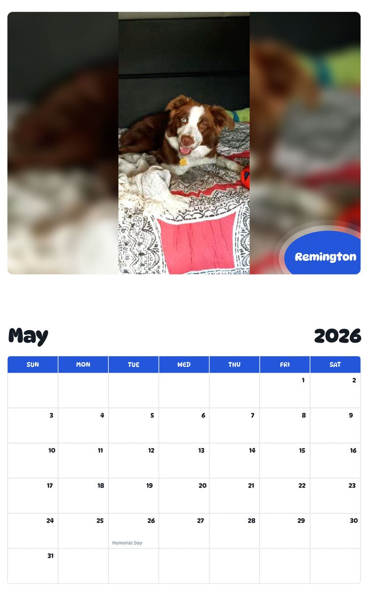 2026 - 2027 Remington - Pawidols Pet Calendar