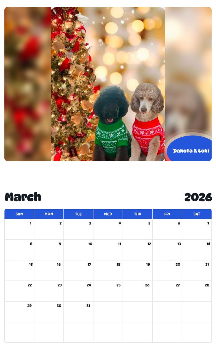 November 2025 - October 2026 Dakota & Loki - Pawidols Pet Calendar