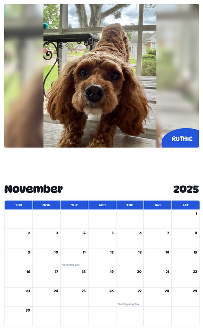 July 2025 - June 2026 Ruthie - Pawidols Pet Calendar