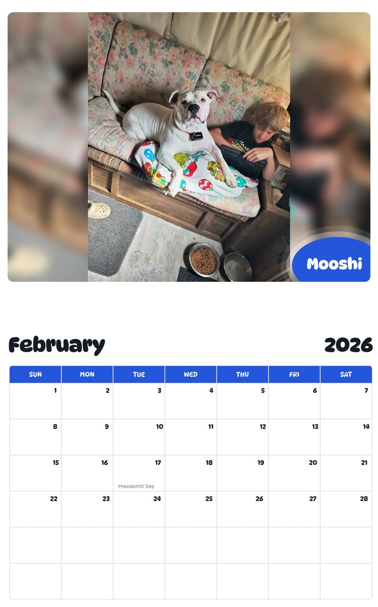 October 2025 - September 2026 Mooshi - Pawidols Pet Calendar