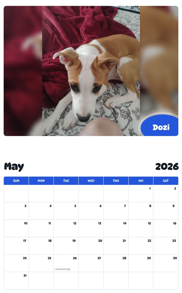 2026 - 2027 Dozi - Pawidols Pet Calendar