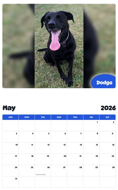 2026 - 2027 Dodge - Pawidols Pet Calendar
