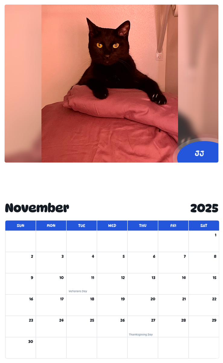 July 2025 - June 2026 JJ - Pawidols Pet Calendar