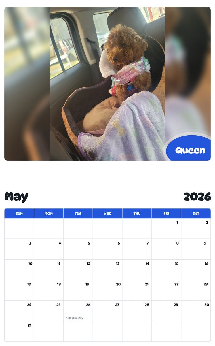 2026 - 2027 Queen - Pawidols Pet Calendar