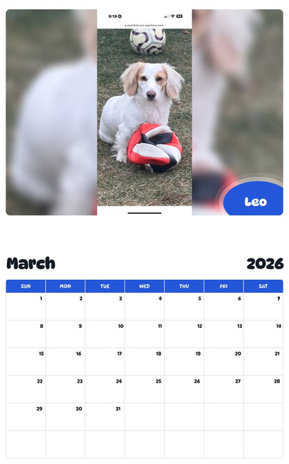 November 2025 - October 2026 Leo - Pawidols Pet Calendar