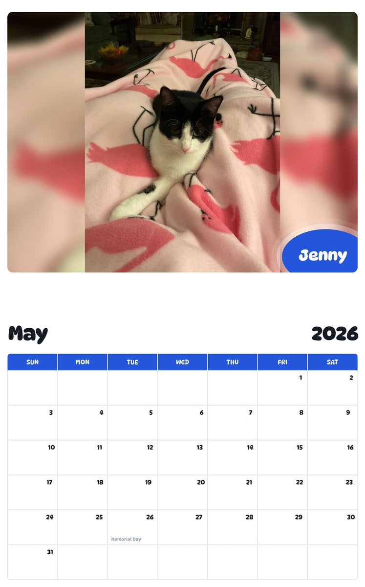 2026 - 2027 Jenny - Pawidols Pet Calendar