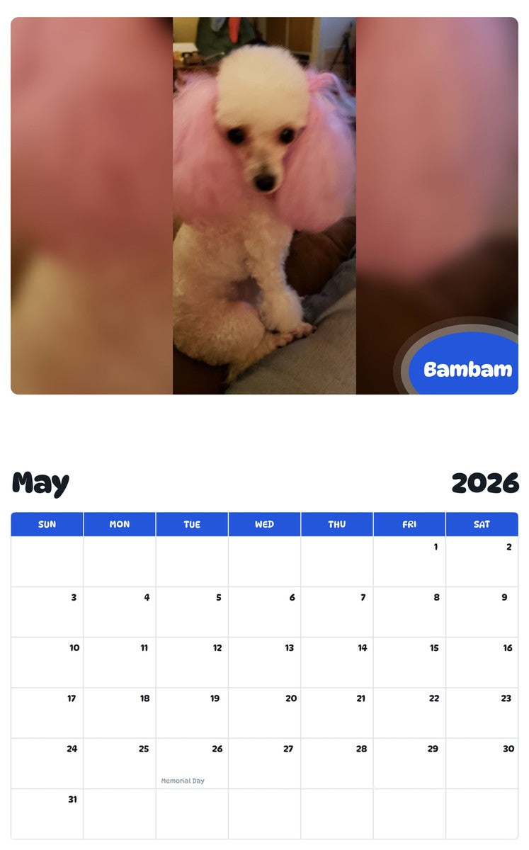 2026 - 2027 Bambam - Pawidols Pet Calendar