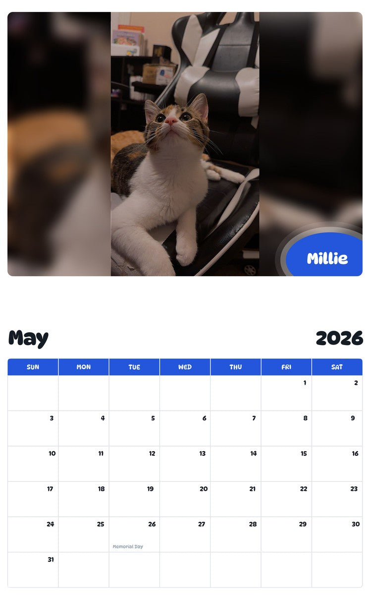 2026 - 2027 Millie - Pawidols Pet Calendar