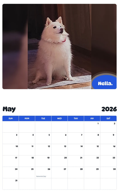 2026 - 2027 Nella. - Pawidols Pet Calendar