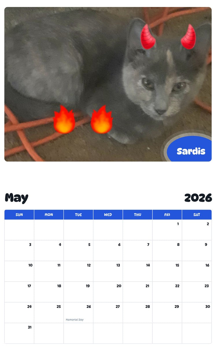 2026 - 2027 Sardis - Pawidols Pet Calendar
