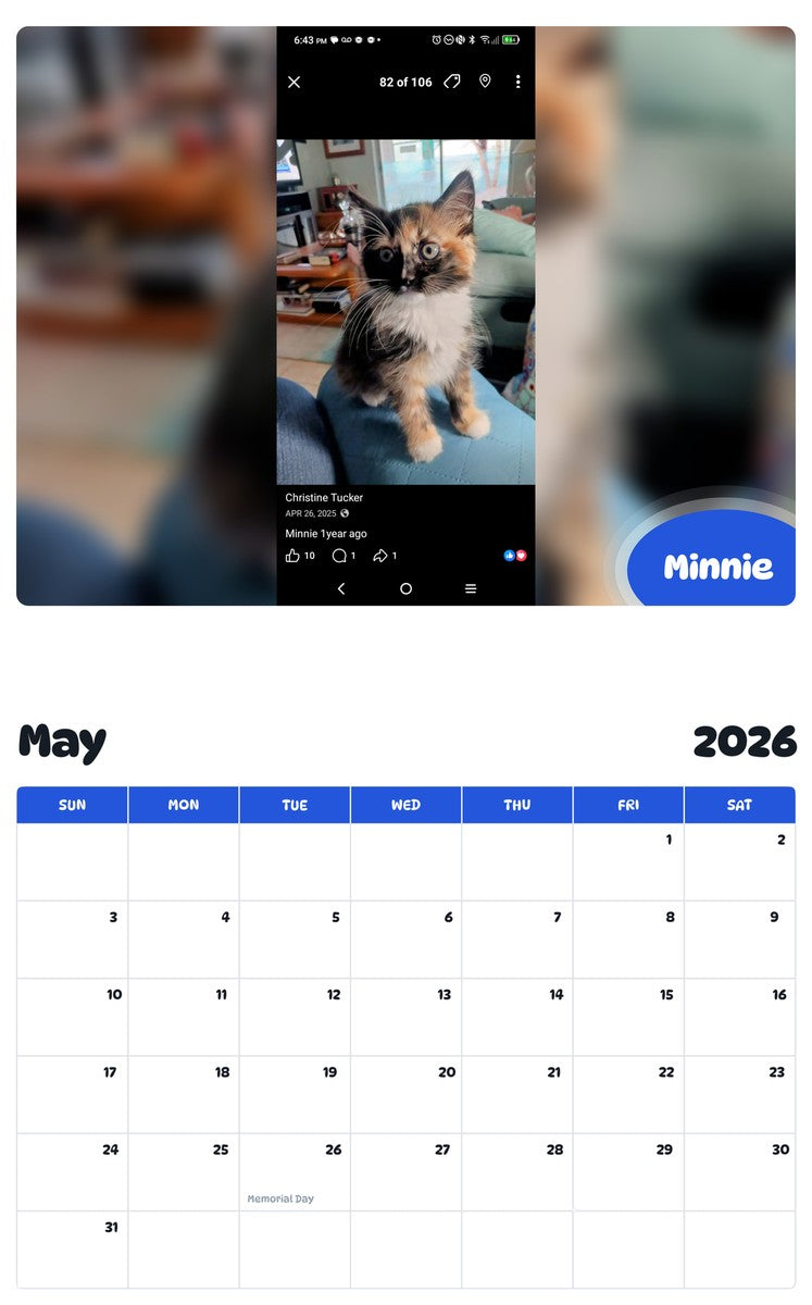 2026 - 2027 Minnie - Pawidols Pet Calendar