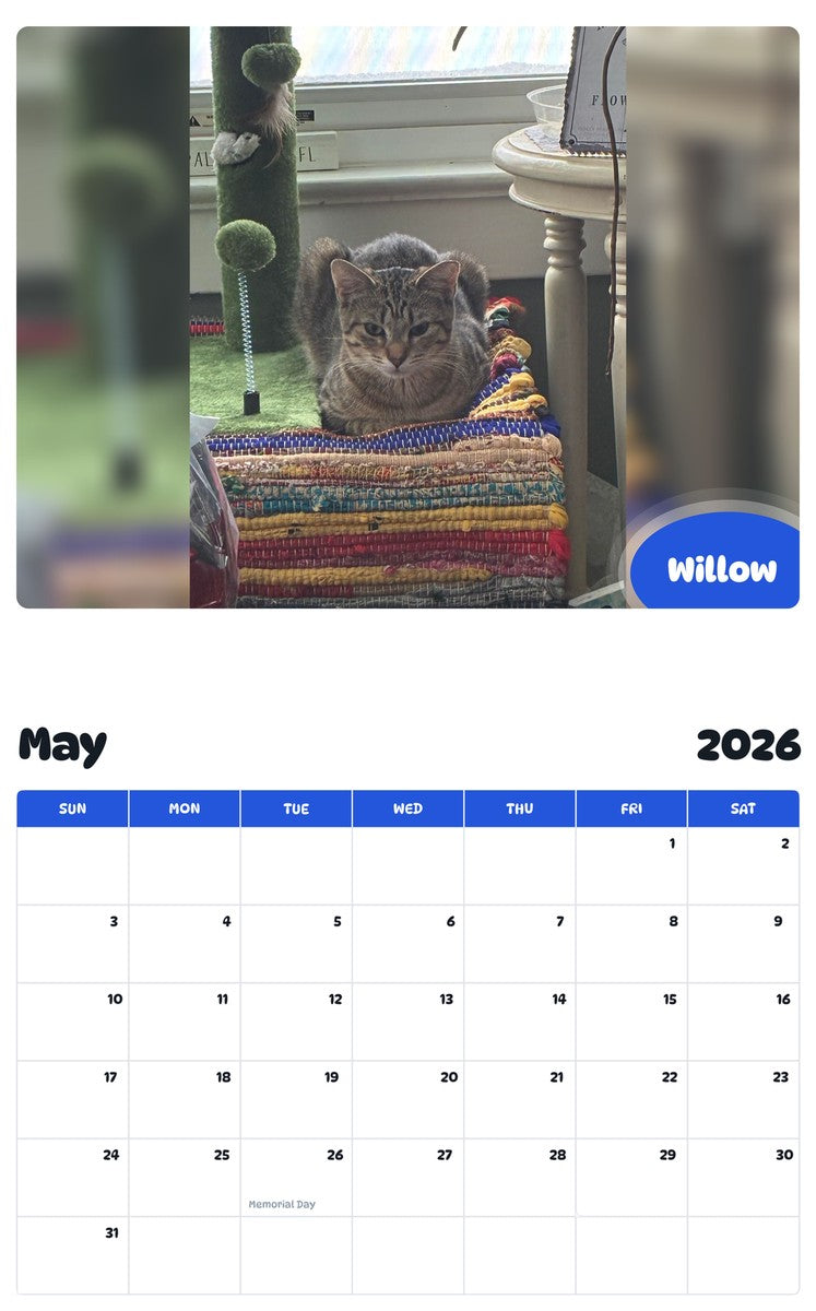 2026 - 2027 Willow - Pawidols Pet Calendar