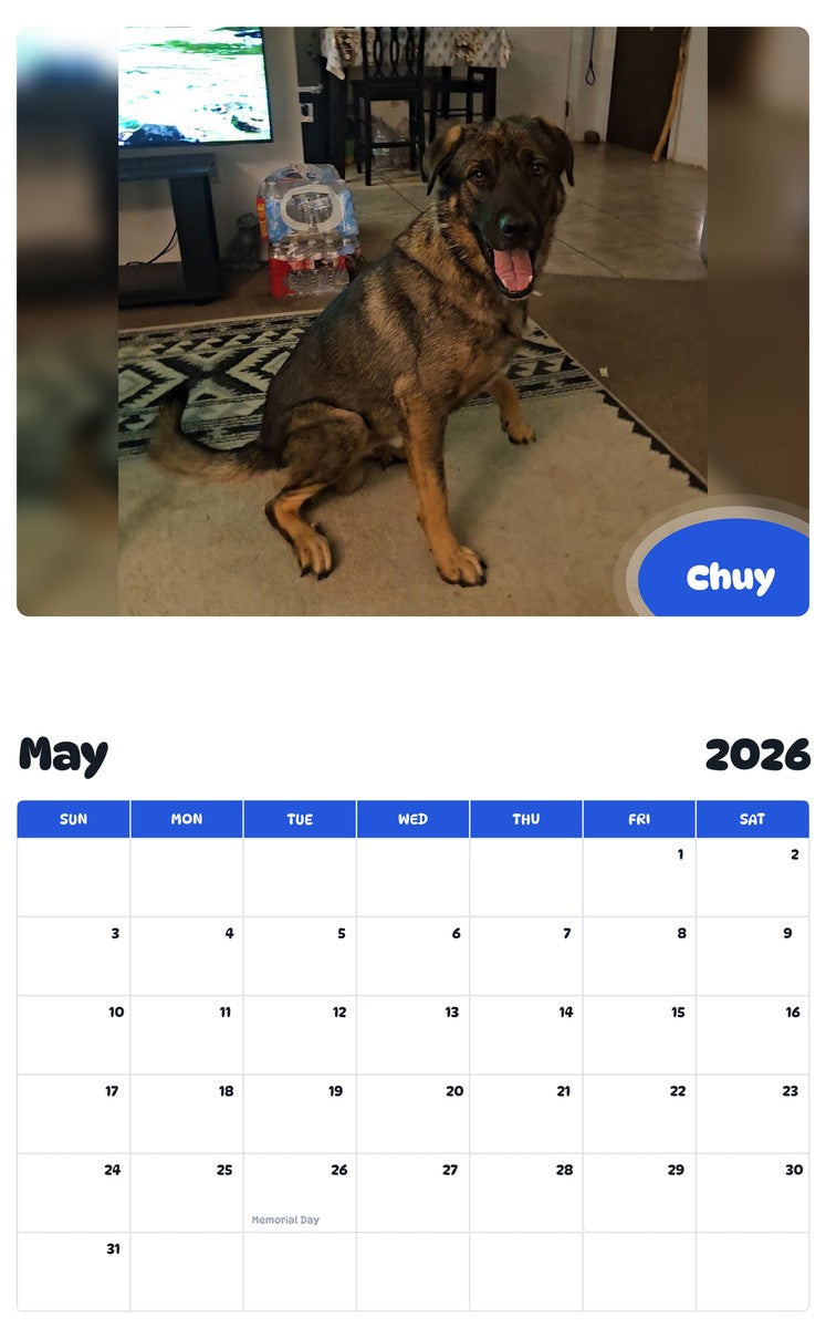2026 - 2027 Chuy - Pawidols Pet Calendar